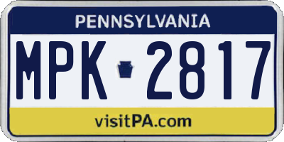 PA license plate MPK2817