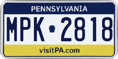 PA license plate MPK2818