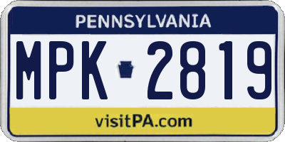 PA license plate MPK2819