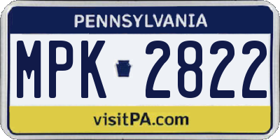 PA license plate MPK2822
