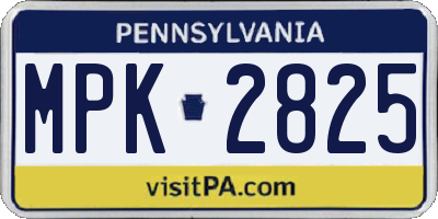 PA license plate MPK2825