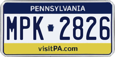 PA license plate MPK2826