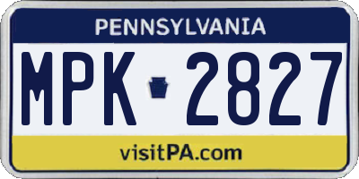 PA license plate MPK2827
