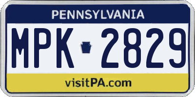 PA license plate MPK2829
