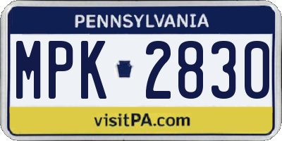 PA license plate MPK2830