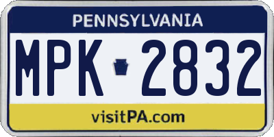 PA license plate MPK2832