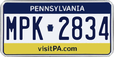 PA license plate MPK2834