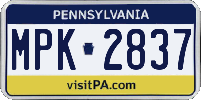 PA license plate MPK2837