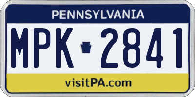 PA license plate MPK2841