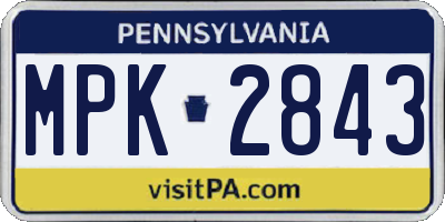 PA license plate MPK2843