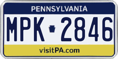 PA license plate MPK2846