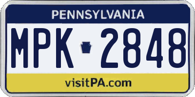 PA license plate MPK2848