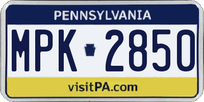 PA license plate MPK2850