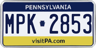 PA license plate MPK2853