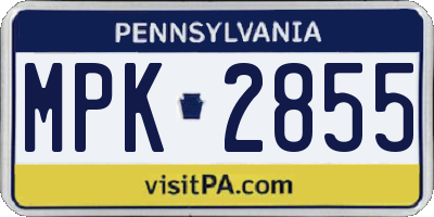 PA license plate MPK2855