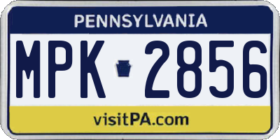 PA license plate MPK2856