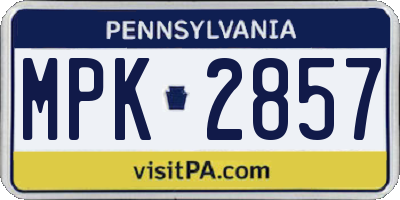 PA license plate MPK2857