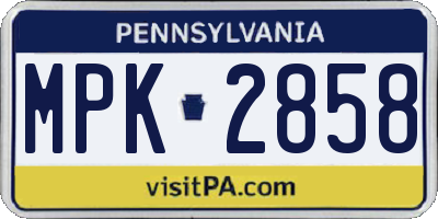 PA license plate MPK2858