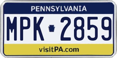 PA license plate MPK2859