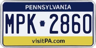 PA license plate MPK2860
