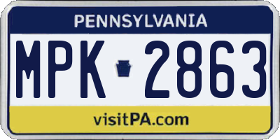PA license plate MPK2863