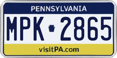 PA license plate MPK2865
