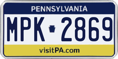 PA license plate MPK2869