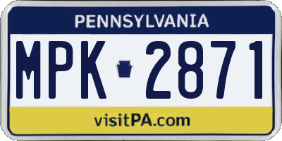 PA license plate MPK2871