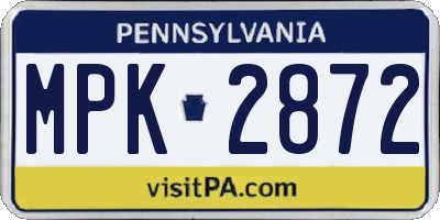 PA license plate MPK2872