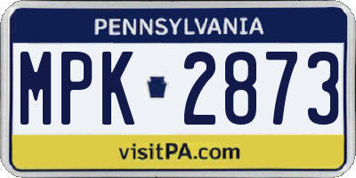 PA license plate MPK2873