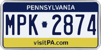 PA license plate MPK2874