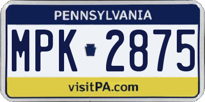 PA license plate MPK2875