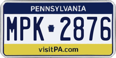 PA license plate MPK2876