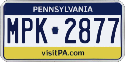 PA license plate MPK2877