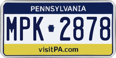 PA license plate MPK2878