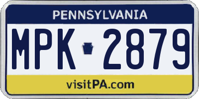 PA license plate MPK2879