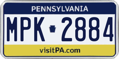 PA license plate MPK2884