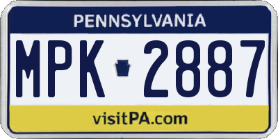 PA license plate MPK2887