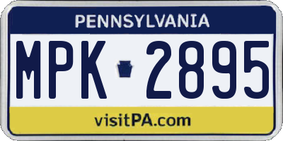 PA license plate MPK2895