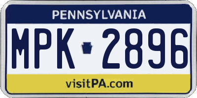 PA license plate MPK2896