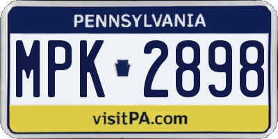 PA license plate MPK2898