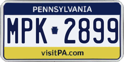 PA license plate MPK2899
