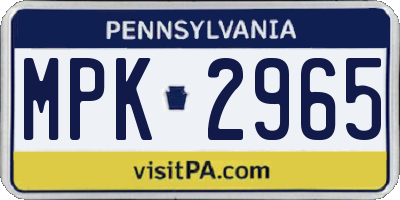 PA license plate MPK2965