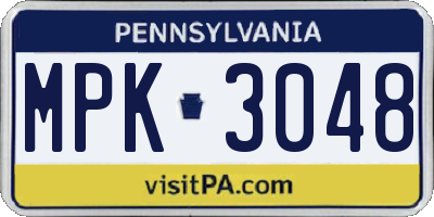 PA license plate MPK3048