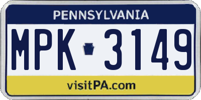 PA license plate MPK3149