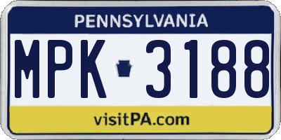 PA license plate MPK3188