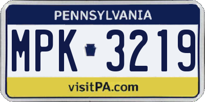 PA license plate MPK3219
