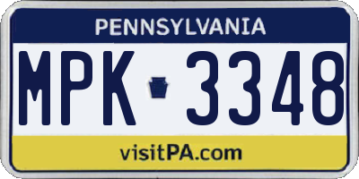 PA license plate MPK3348