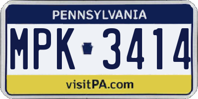 PA license plate MPK3414