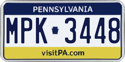 PA license plate MPK3448